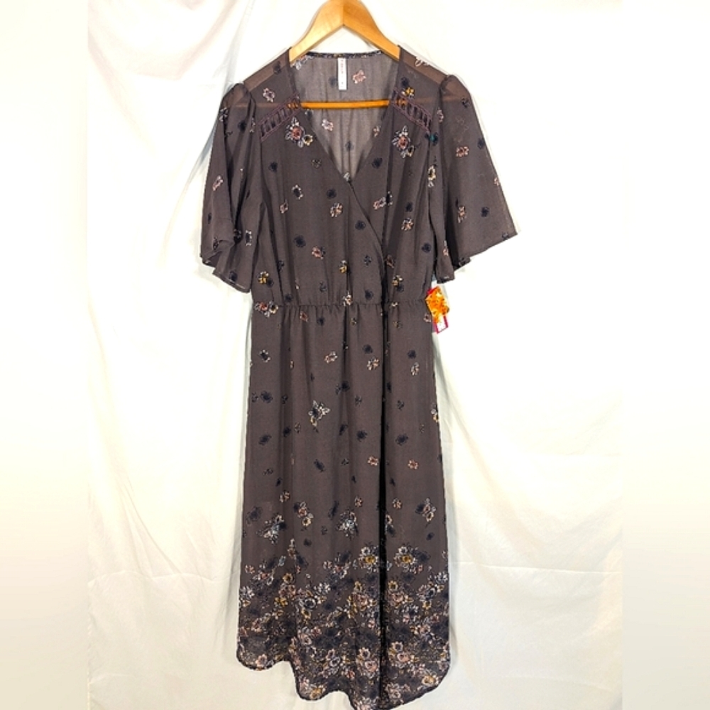 NWT Brand New Sz M Xhilaration In Bloom Smoke Purple Floral Spring Summer Dress